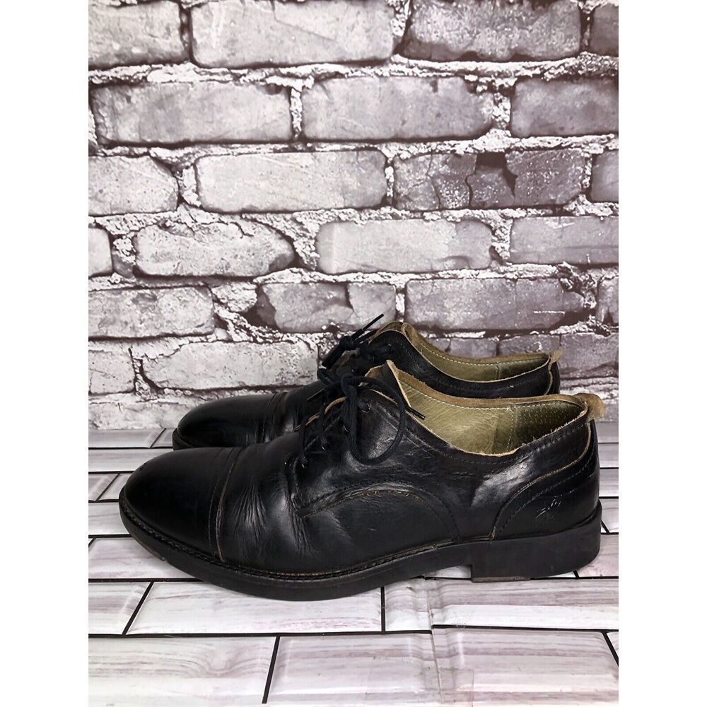 Fly London Black Leather Cap Toe Comfort Lace Up Oxfords Shoes Men Sz 43EU/10M